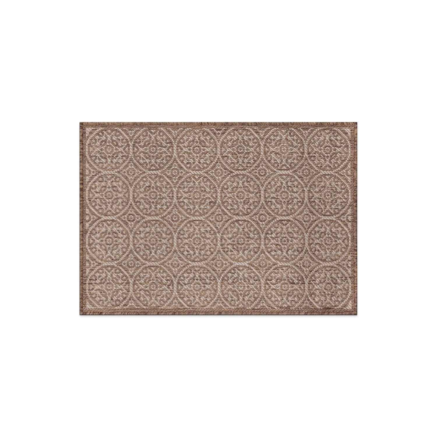 World Rug Gallery Transitional Floral Circles Textured Flat Weave Indoor/Outdoor Area Rug