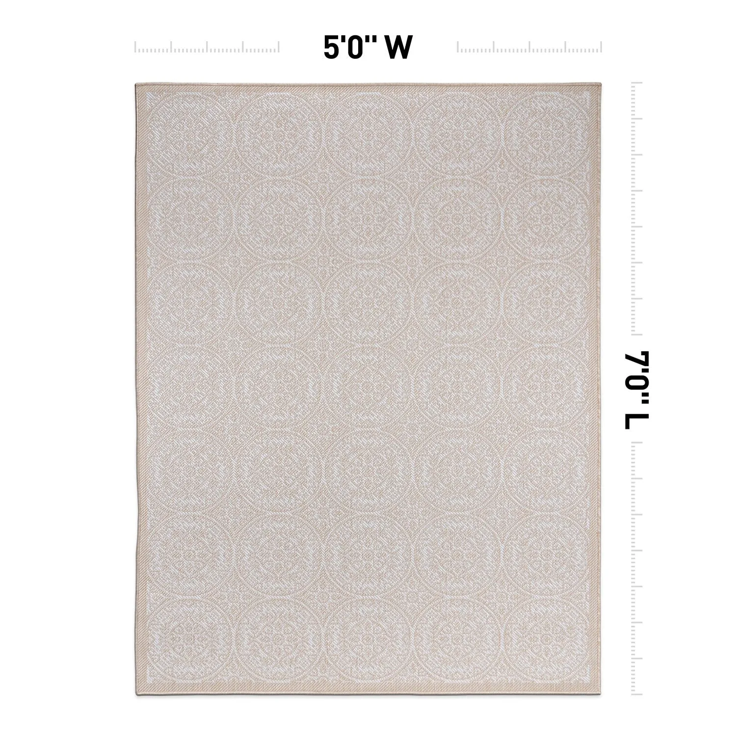 World Rug Gallery Transitional Floral Circles Textured Flat Weave Indoor/Outdoor Area Rug