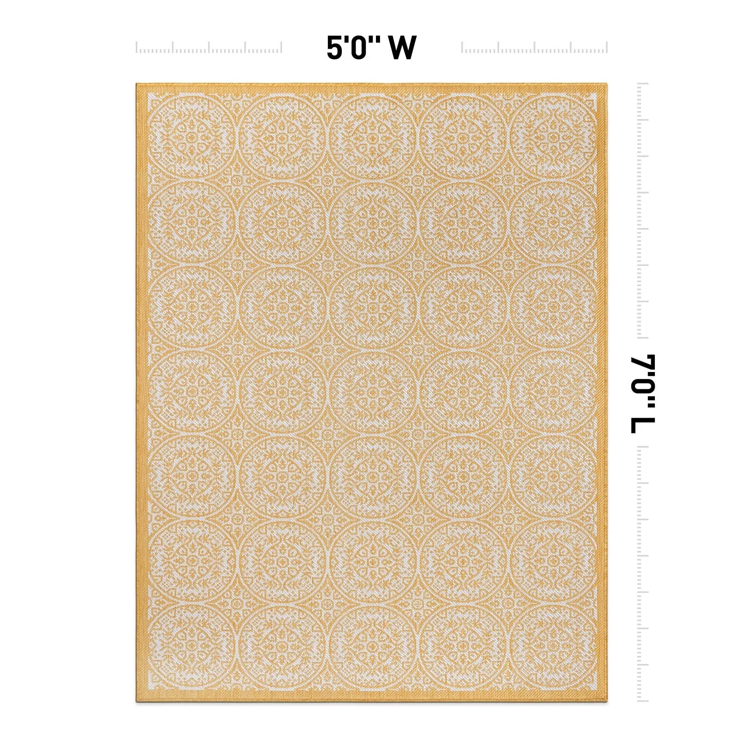 World Rug Gallery Transitional Floral Circles Textured Flat Weave Indoor/Outdoor Area Rug