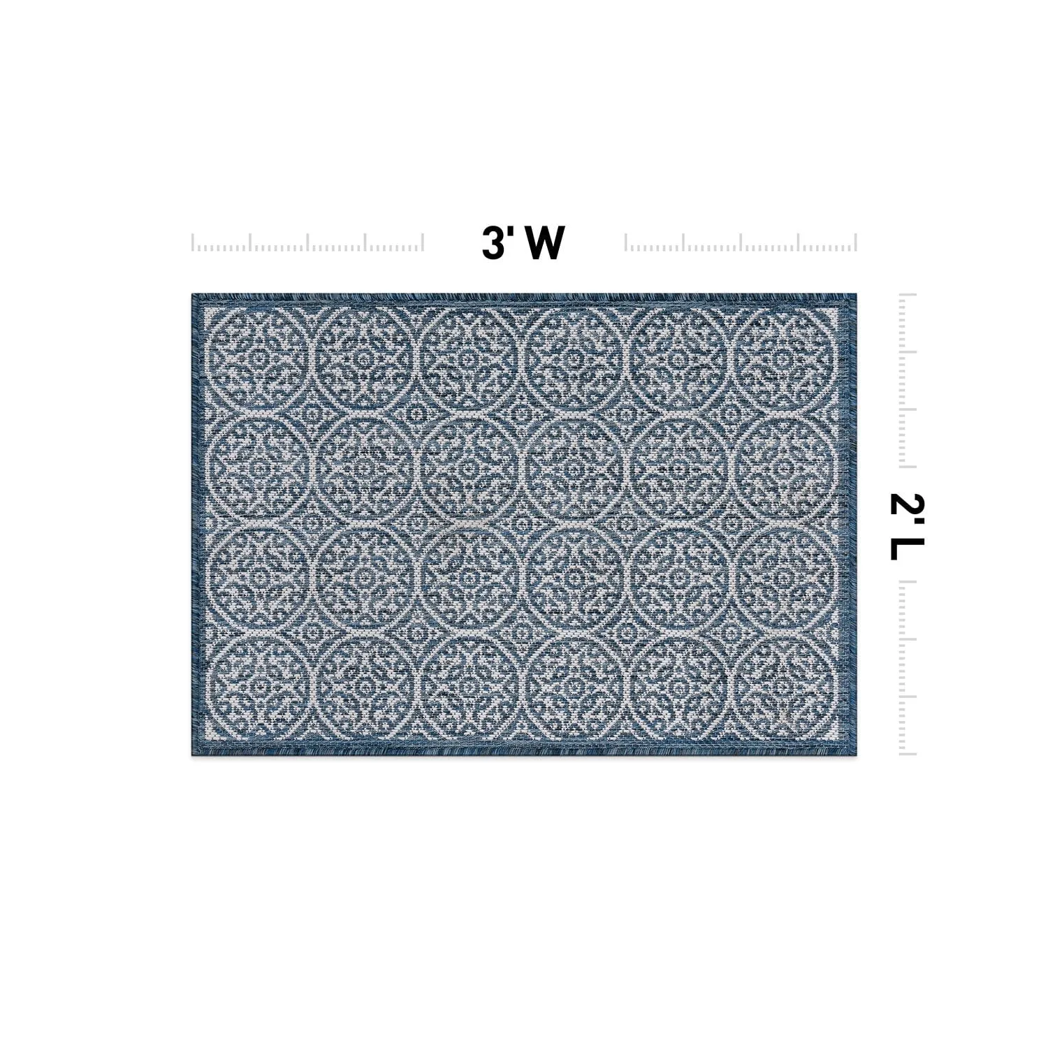 World Rug Gallery Transitional Floral Circles Textured Flat Weave Indoor/Outdoor Area Rug