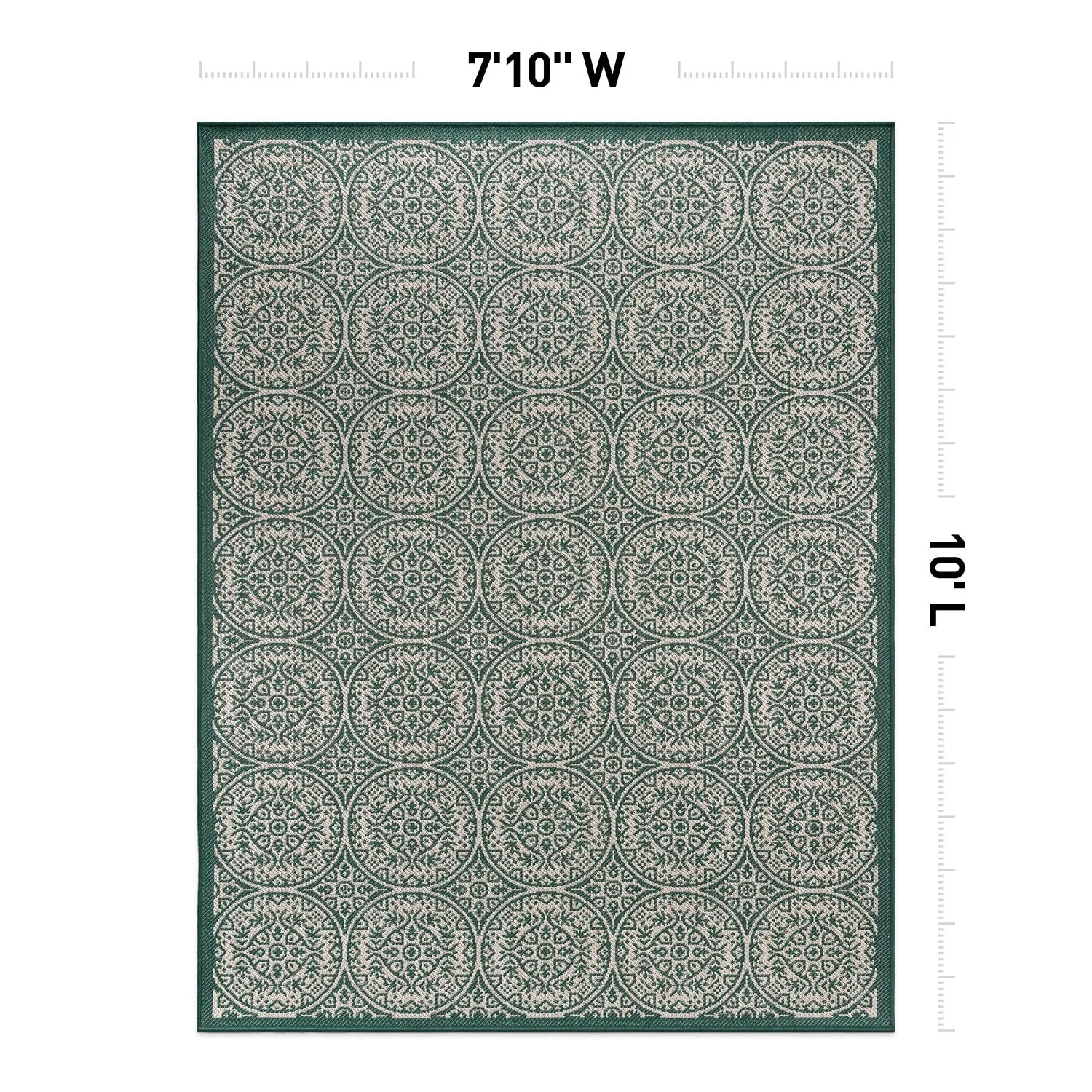 World Rug Gallery Transitional Floral Circles Textured Flat Weave Indoor/Outdoor Area Rug