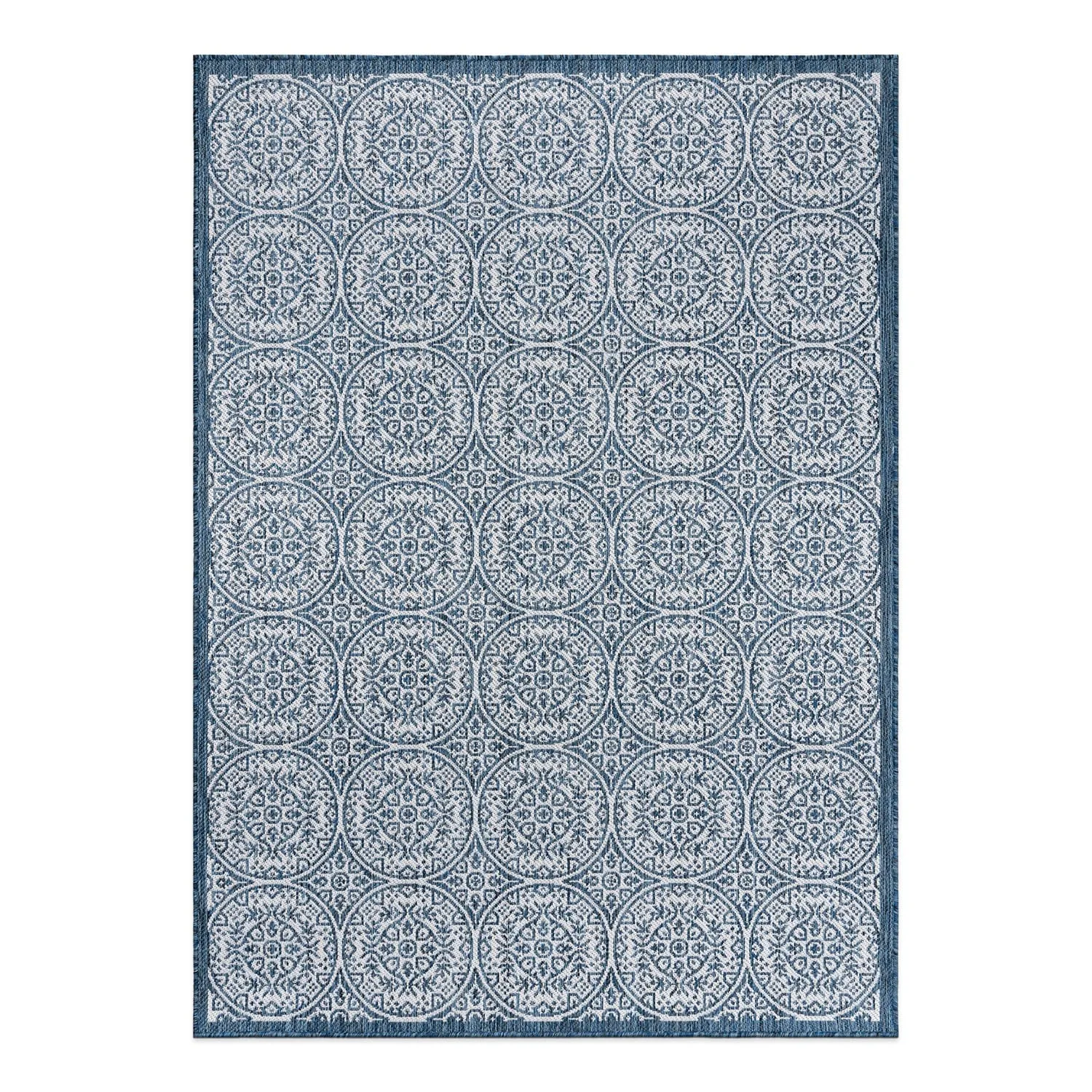 World Rug Gallery Transitional Floral Circles Textured Flat Weave Indoor/Outdoor Area Rug