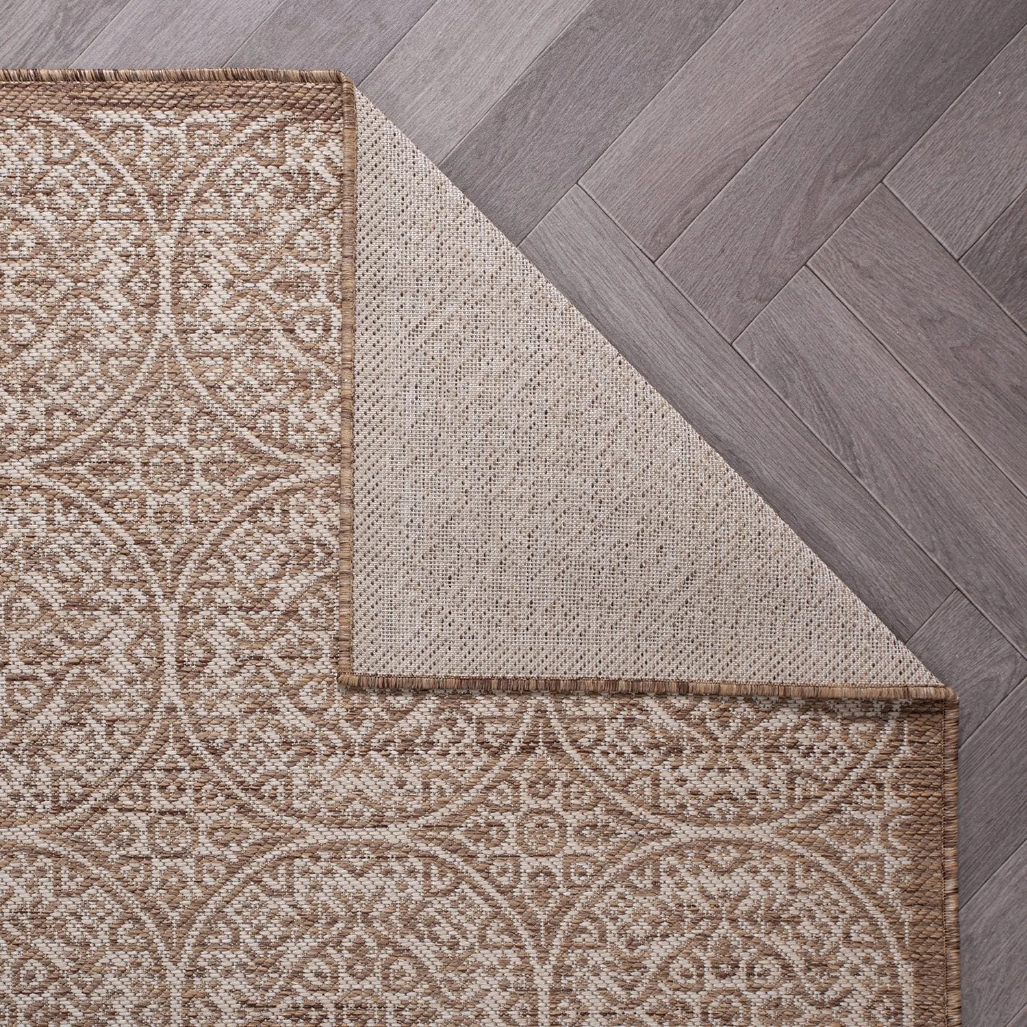 World Rug Gallery Transitional Floral Circles Textured Flat Weave Indoor/Outdoor Area Rug