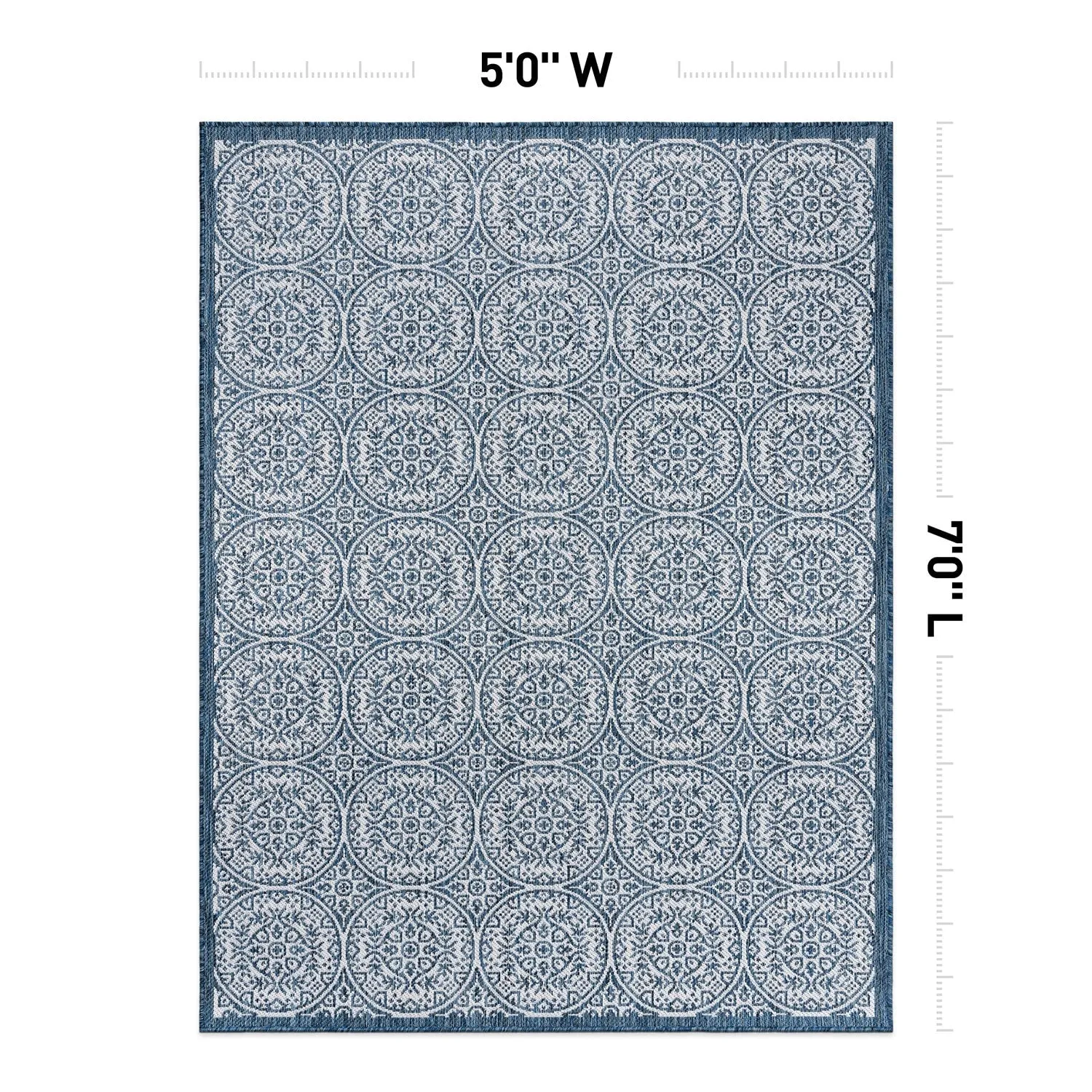 World Rug Gallery Transitional Floral Circles Textured Flat Weave Indoor/Outdoor Area Rug