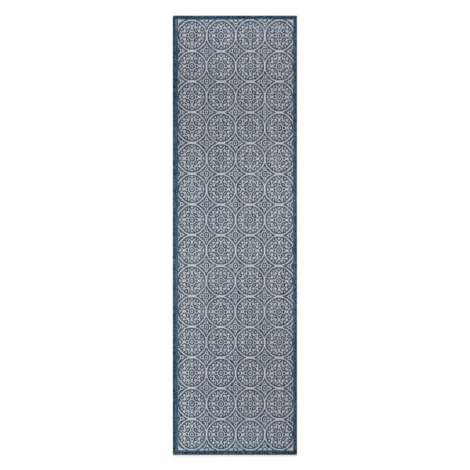 World Rug Gallery Transitional Floral Circles Textured Flat Weave Indoor/Outdoor Area Rug