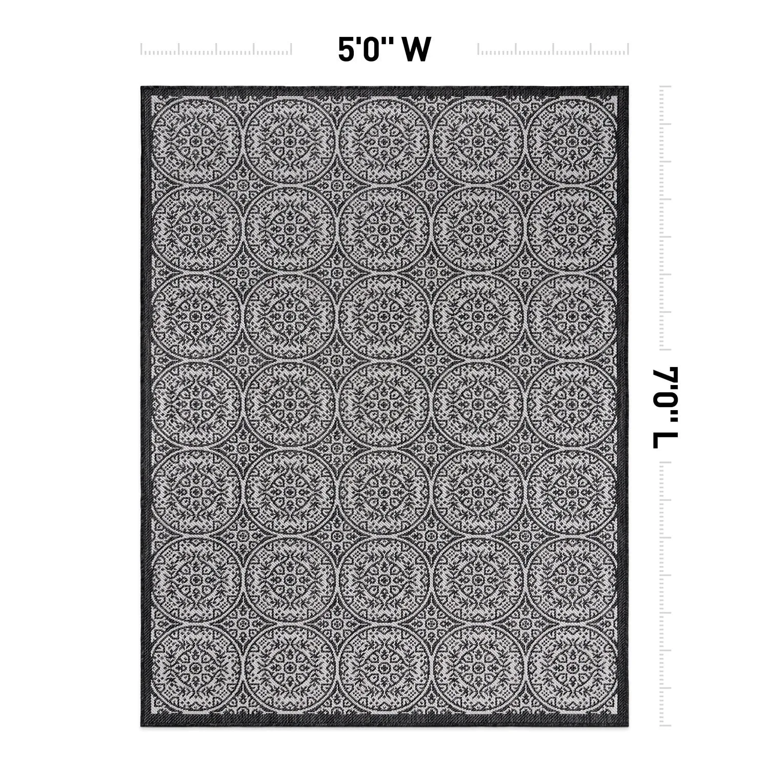 World Rug Gallery Transitional Floral Circles Textured Flat Weave Indoor/Outdoor Area Rug