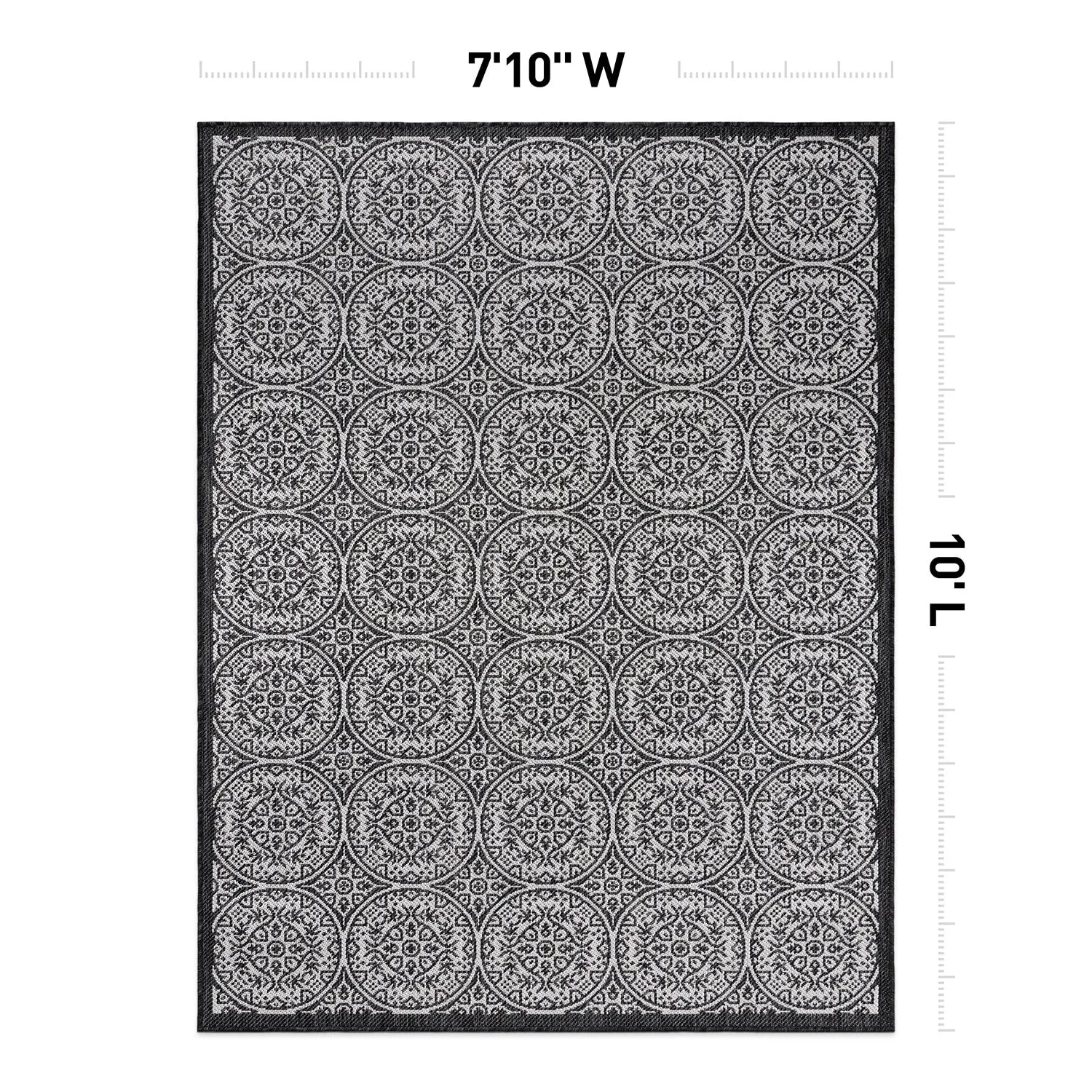 World Rug Gallery Transitional Floral Circles Textured Flat Weave Indoor/Outdoor Area Rug