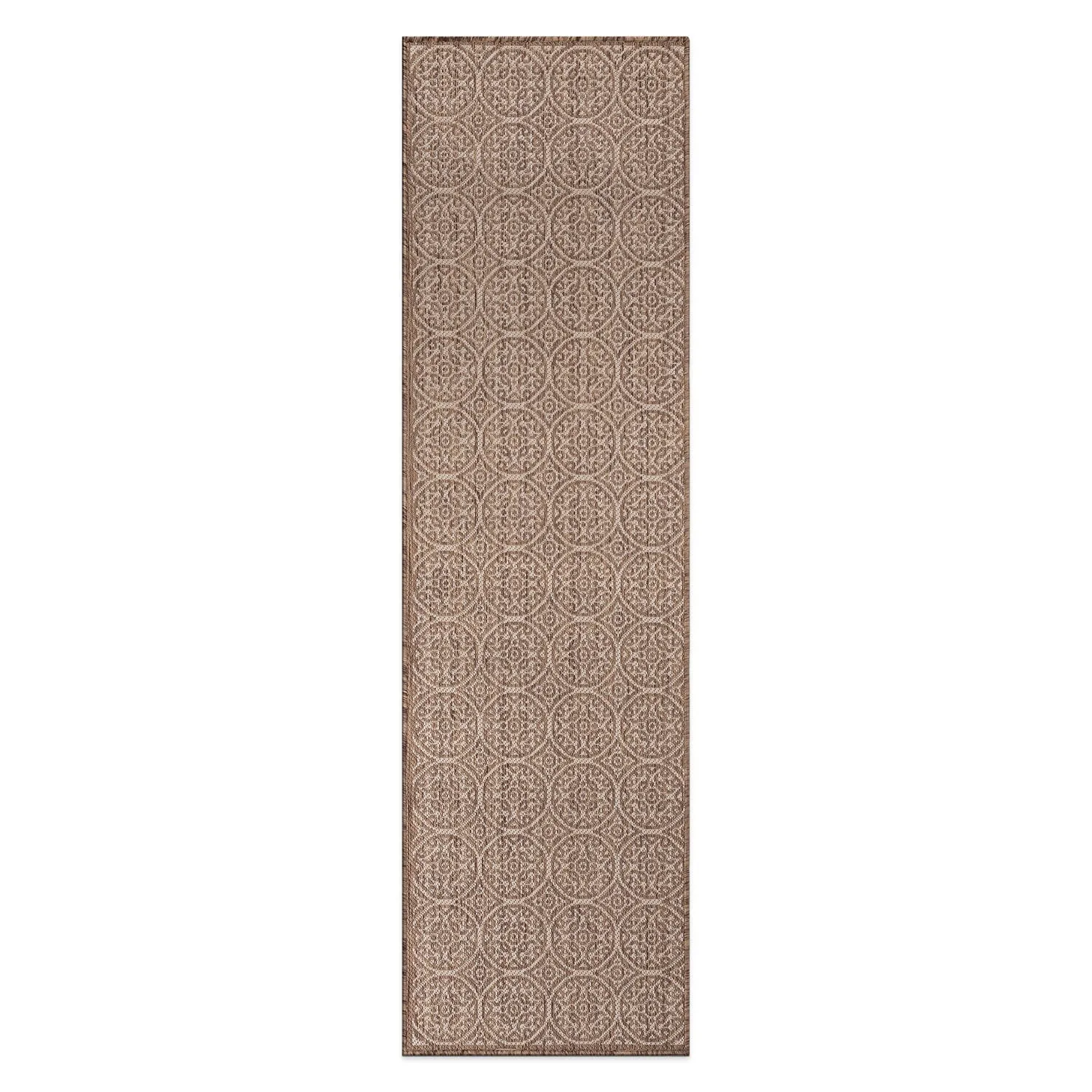 World Rug Gallery Transitional Floral Circles Textured Flat Weave Indoor/Outdoor Area Rug
