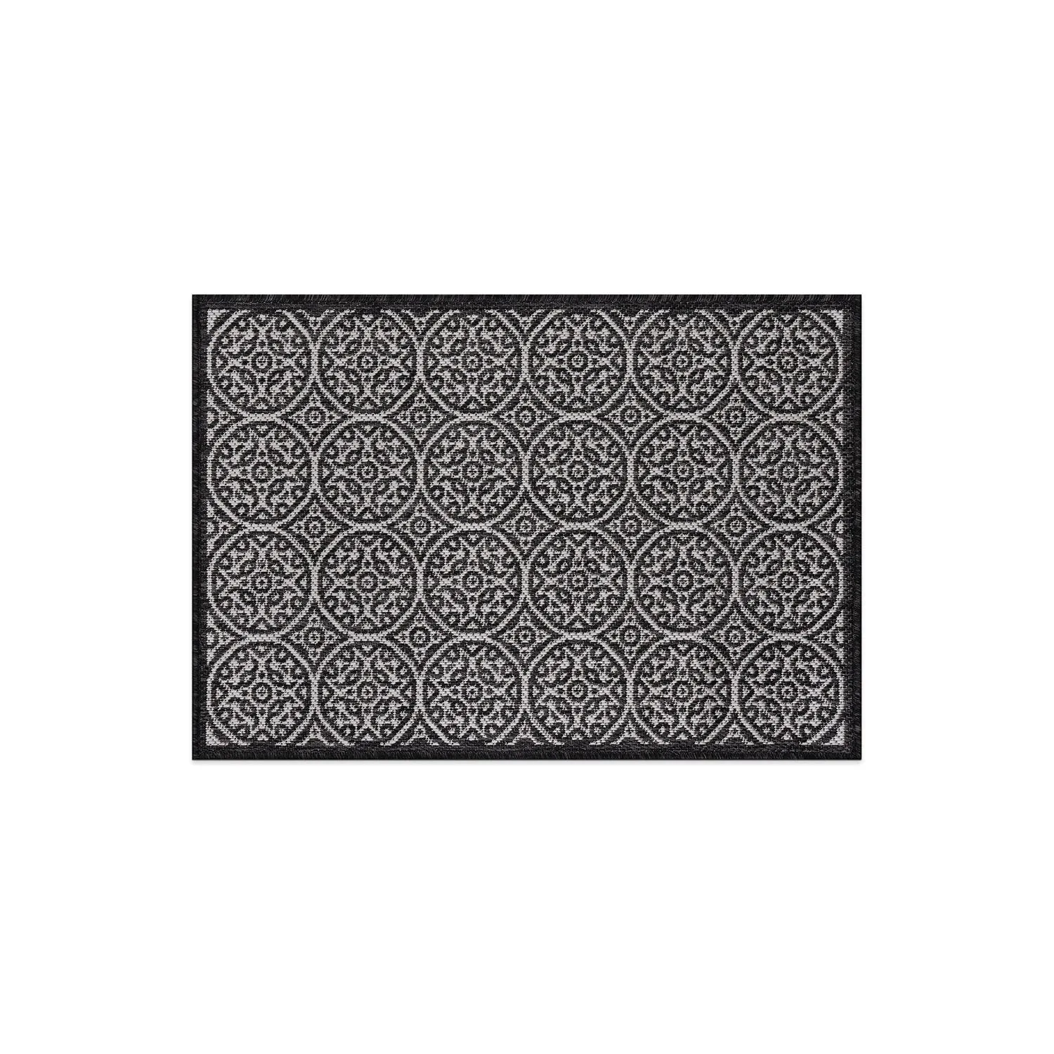 World Rug Gallery Transitional Floral Circles Textured Flat Weave Indoor/Outdoor Area Rug