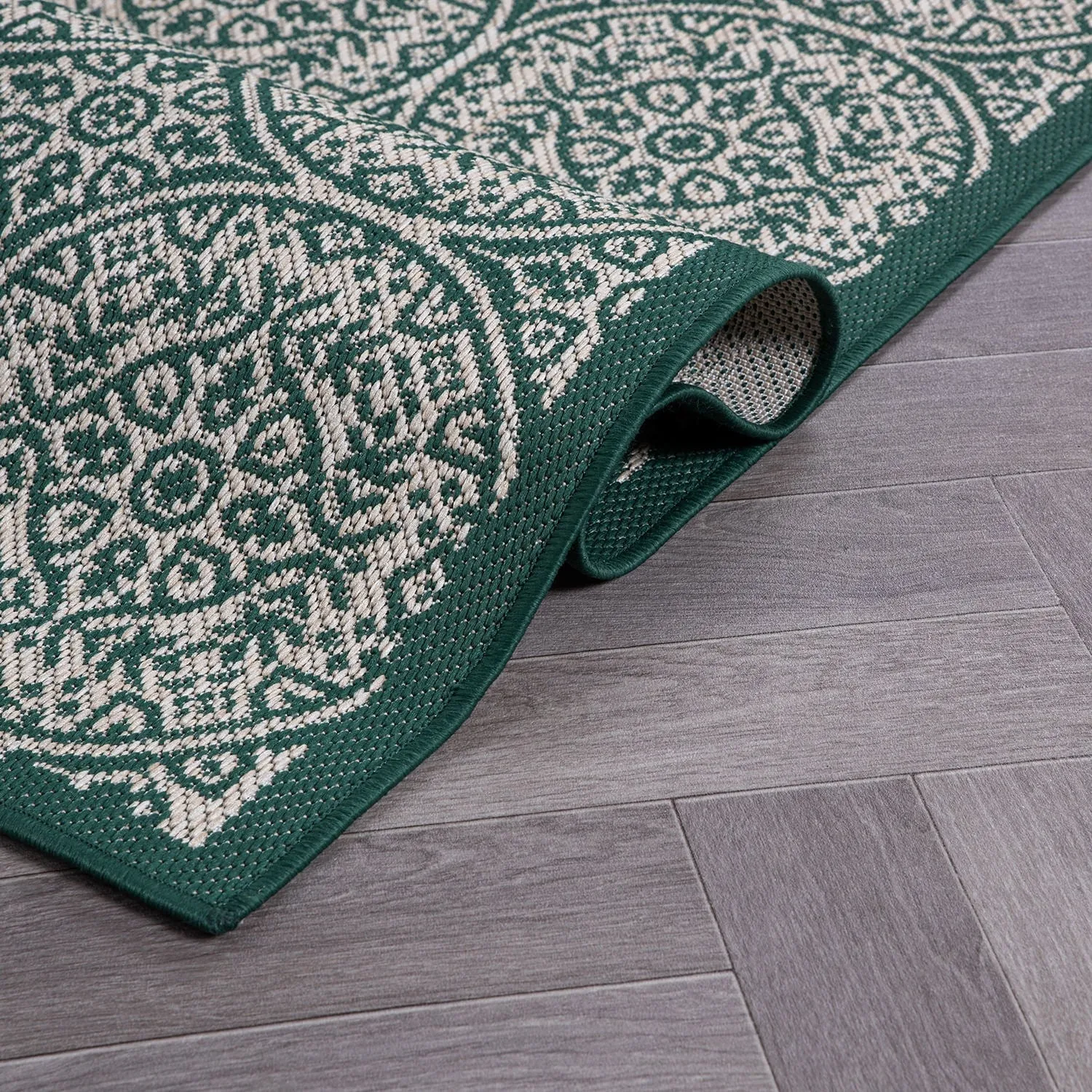 World Rug Gallery Transitional Floral Circles Textured Flat Weave Indoor/Outdoor Area Rug