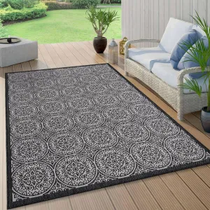 World Rug Gallery Transitional Floral Circles Textured Flat Weave Indoor/Outdoor Area Rug