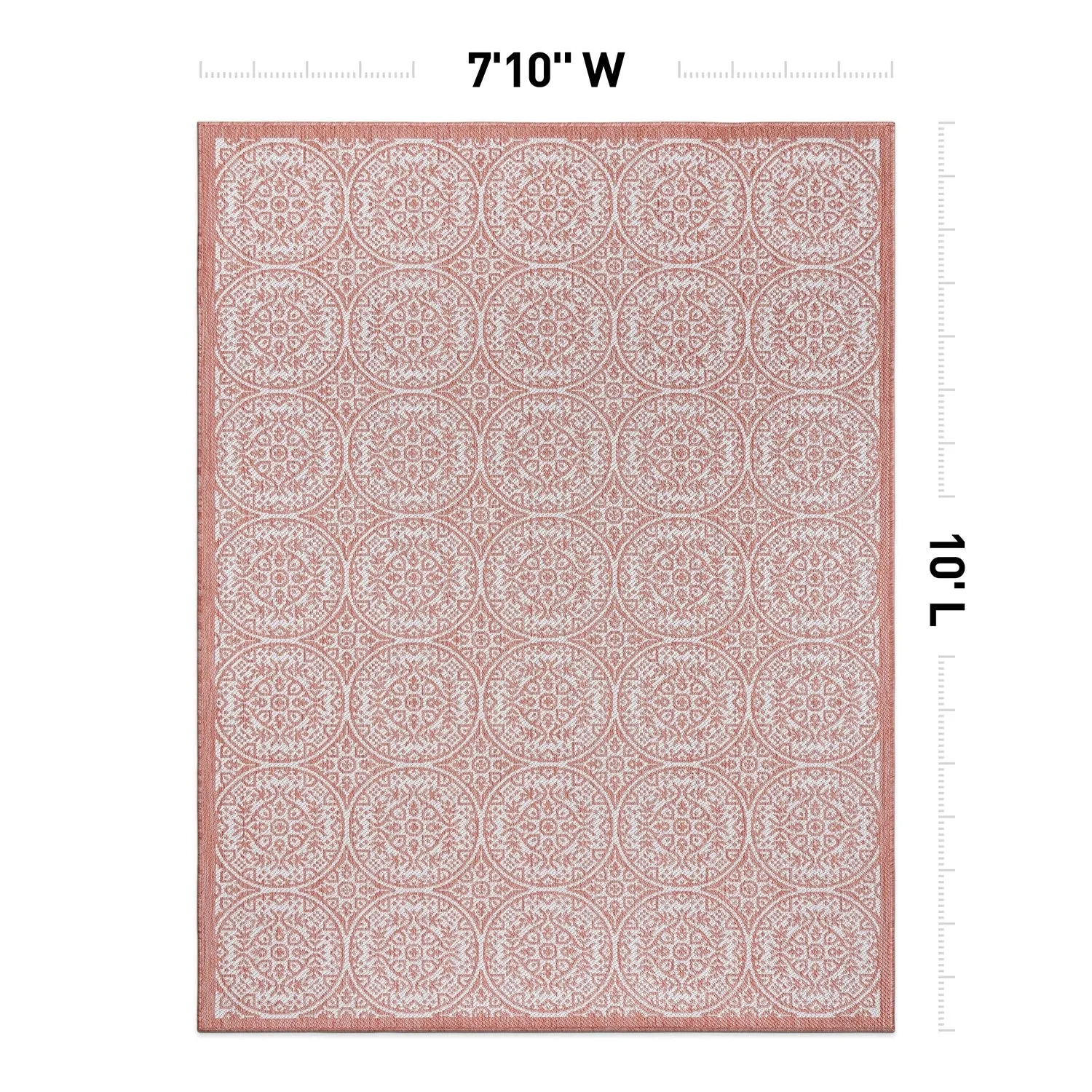 World Rug Gallery Transitional Floral Circles Textured Flat Weave Indoor/Outdoor Area Rug