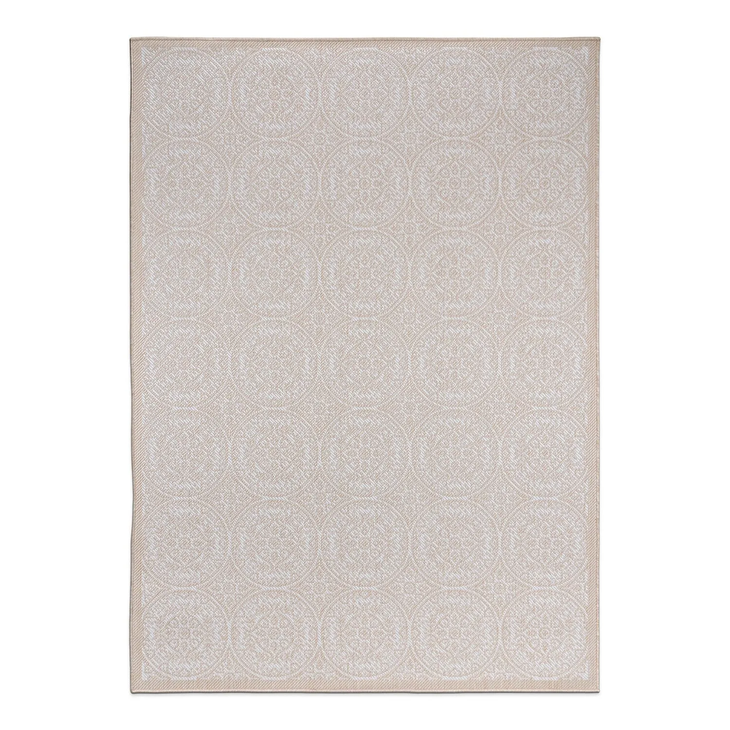 World Rug Gallery Transitional Floral Circles Textured Flat Weave Indoor/Outdoor Area Rug