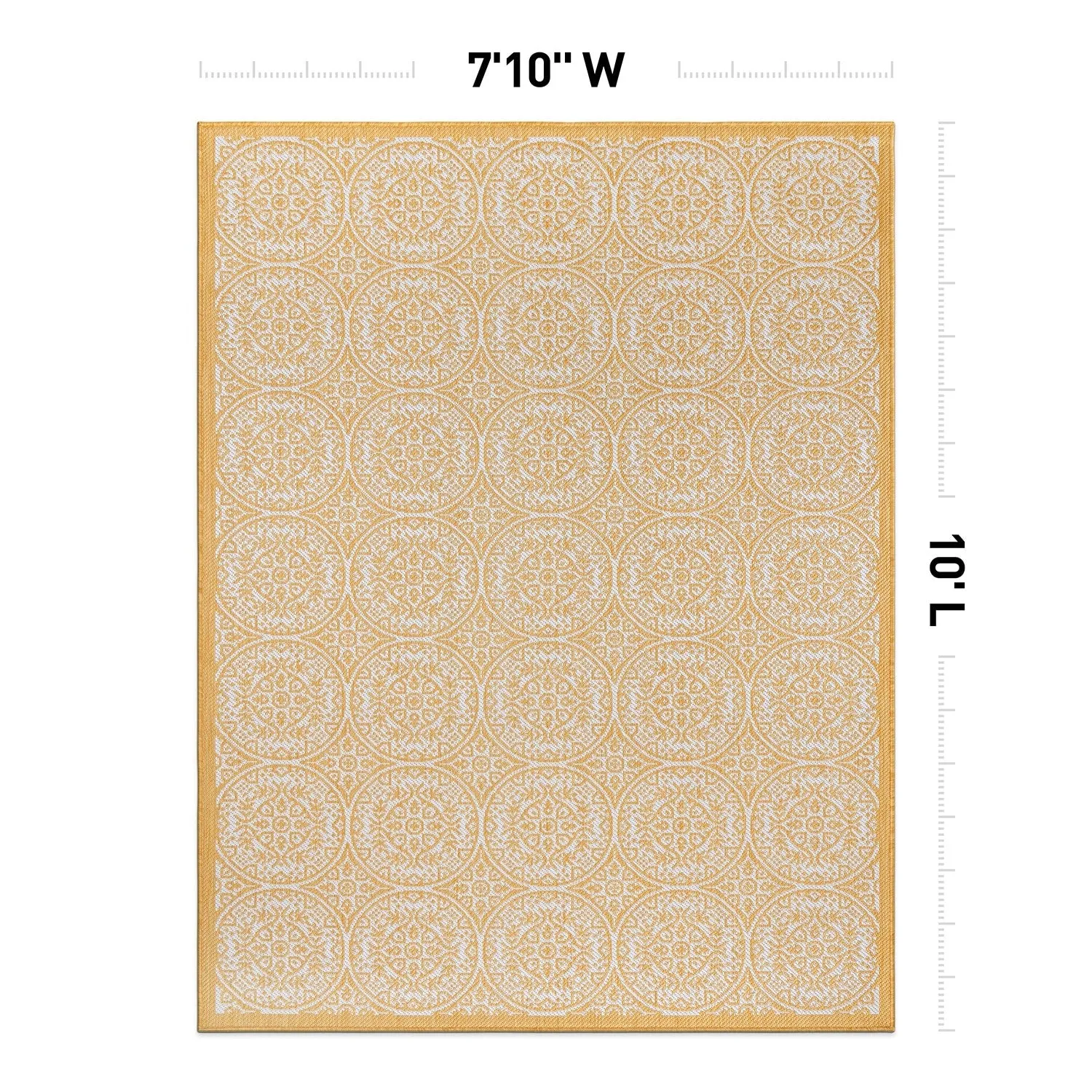 World Rug Gallery Transitional Floral Circles Textured Flat Weave Indoor/Outdoor Area Rug