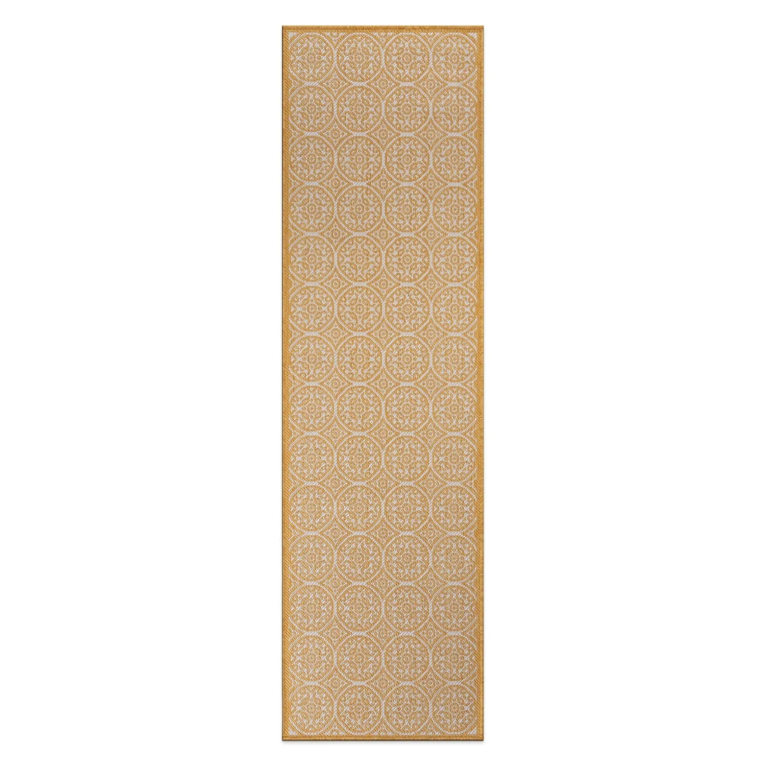 World Rug Gallery Transitional Floral Circles Textured Flat Weave Indoor/Outdoor Area Rug