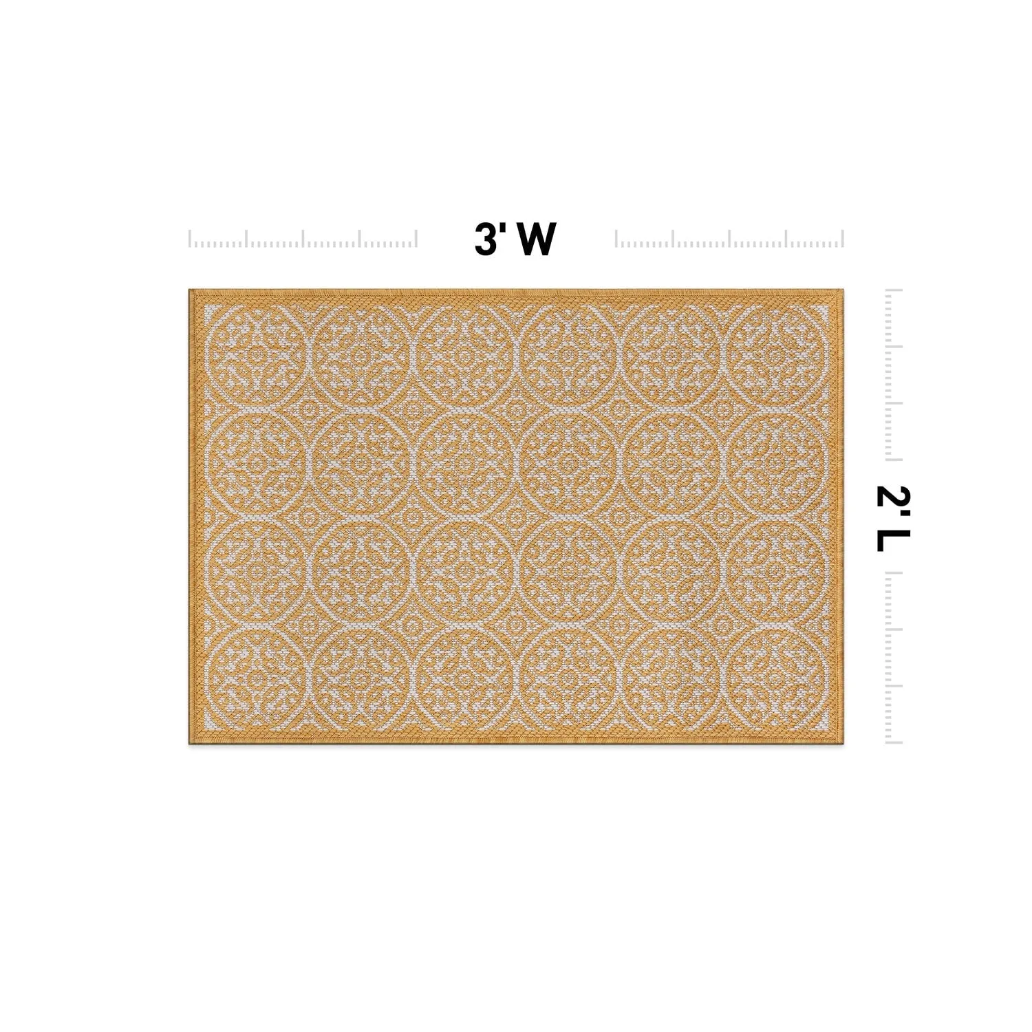World Rug Gallery Transitional Floral Circles Textured Flat Weave Indoor/Outdoor Area Rug