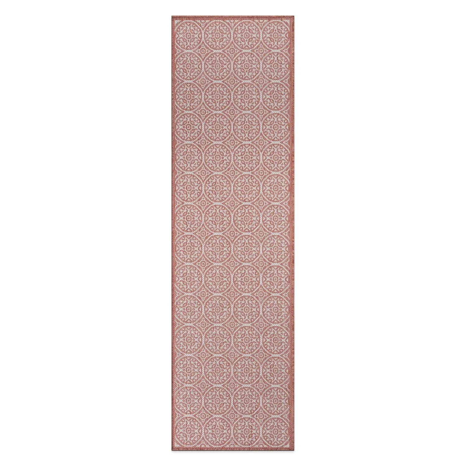 World Rug Gallery Transitional Floral Circles Textured Flat Weave Indoor/Outdoor Area Rug